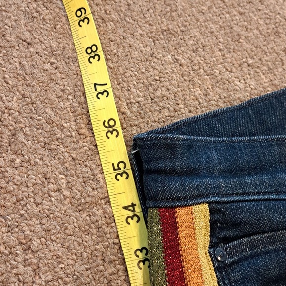 Mother Jeans Womens 25 The Insider Crop Swept Away Glitter Racer Denim Stretch - Picture 11 of 13